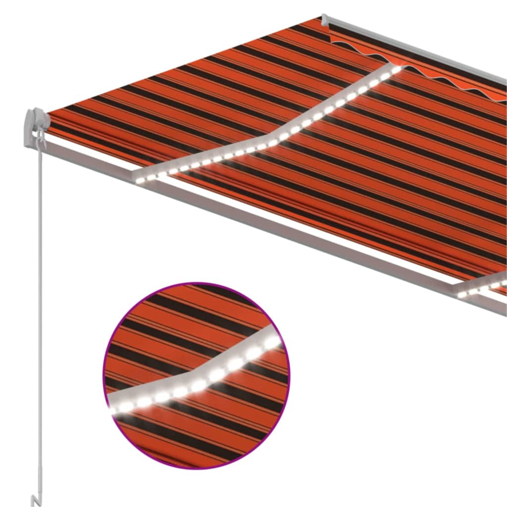 Copertină retractabilă manual LED, portocaliu/maro, 350x250 cm GartenMobel Dekor