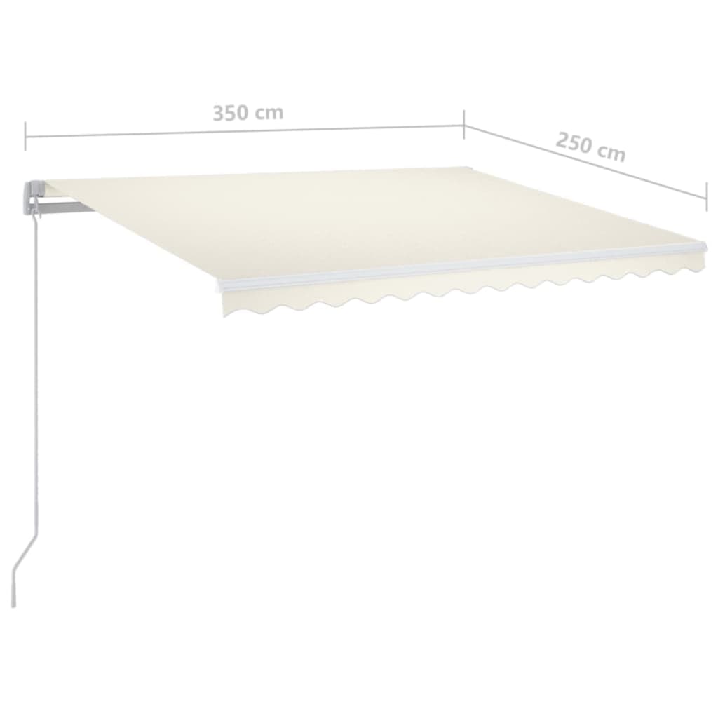 Copertină retractabilă manual cu LED, crem, 350x250 cm GartenMobel Dekor