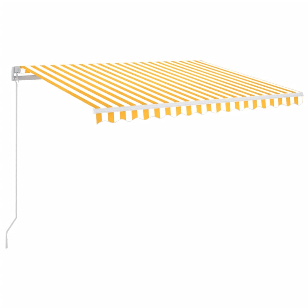Copertină retractabilă manual cu LED, galben și alb, 350x250 cm GartenMobel Dekor