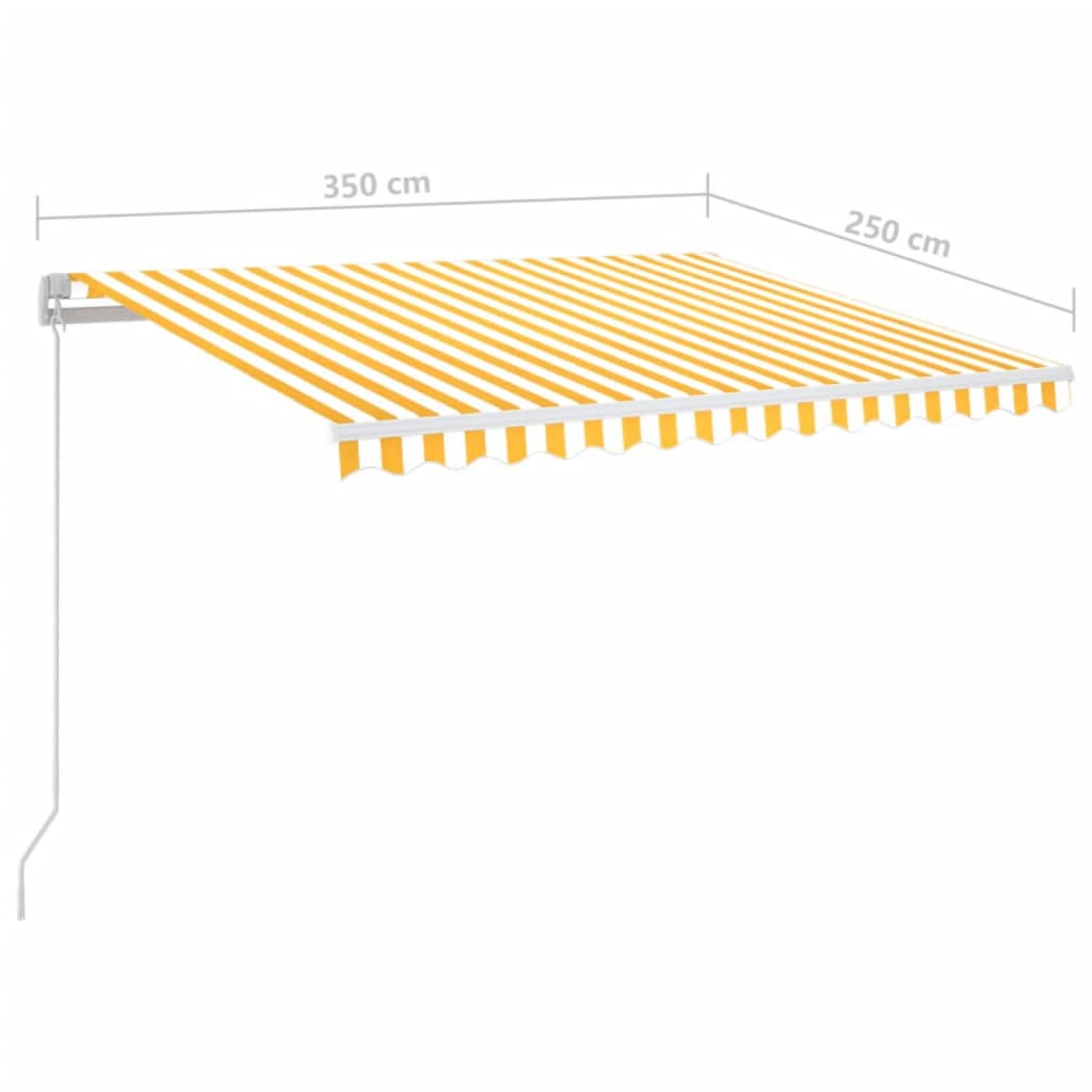 Copertină retractabilă manual cu LED, galben și alb, 350x250 cm GartenMobel Dekor