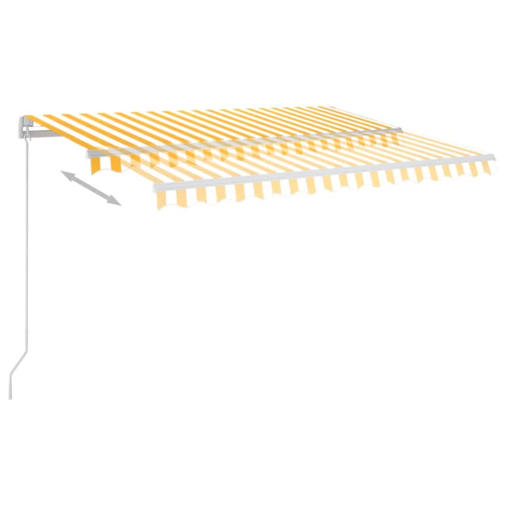 Copertină retractabilă manual cu LED, galben și alb, 350x250 cm GartenMobel Dekor