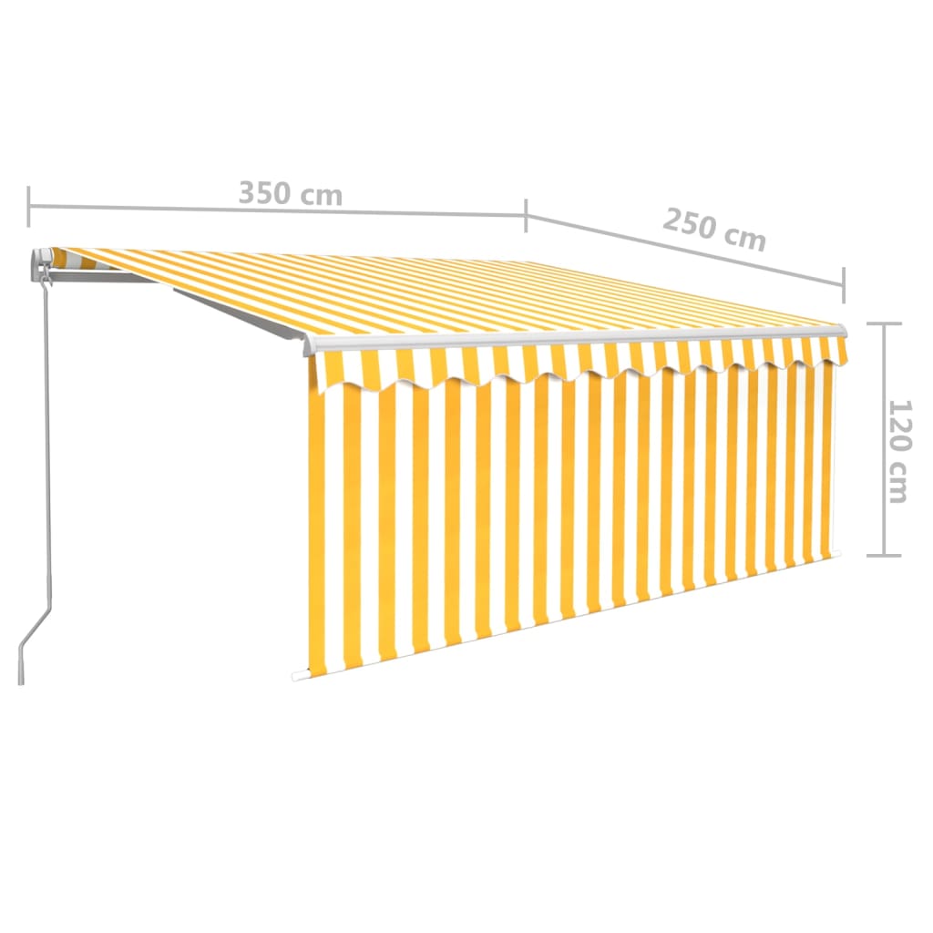 Copertină retractabilă manual cu stor&LED galben&alb 3,5x2,5 m GartenMobel Dekor