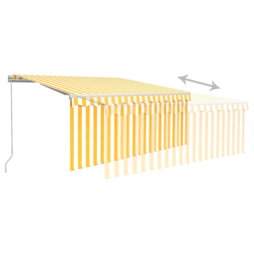 Copertină retractabilă manual cu stor&LED galben&alb 3,5x2,5 m GartenMobel Dekor
