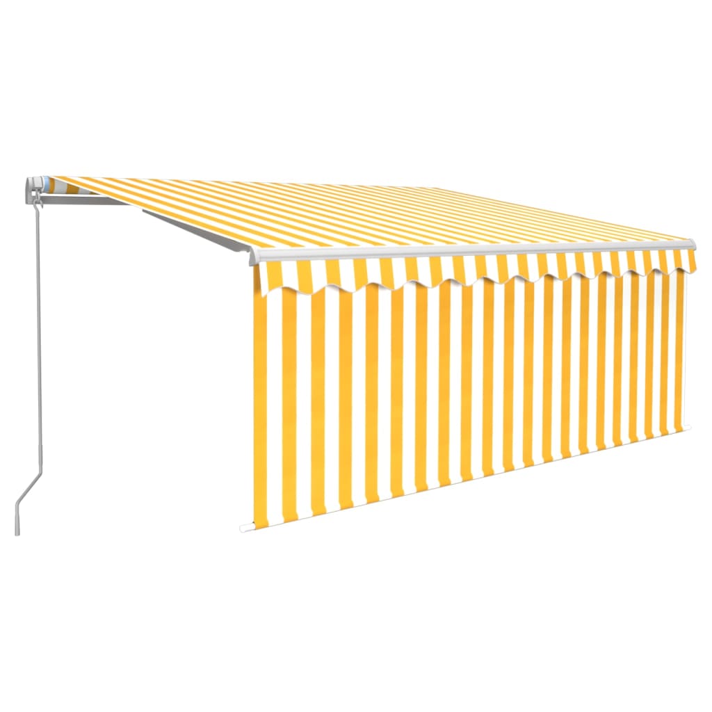Copertină retractabilă manual cu stor&LED galben&alb 3,5x2,5 m GartenMobel Dekor