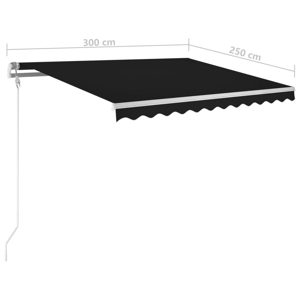 Copertină retractabilă senzor vânt & LED, antracit, 300x250 cm GartenMobel Dekor