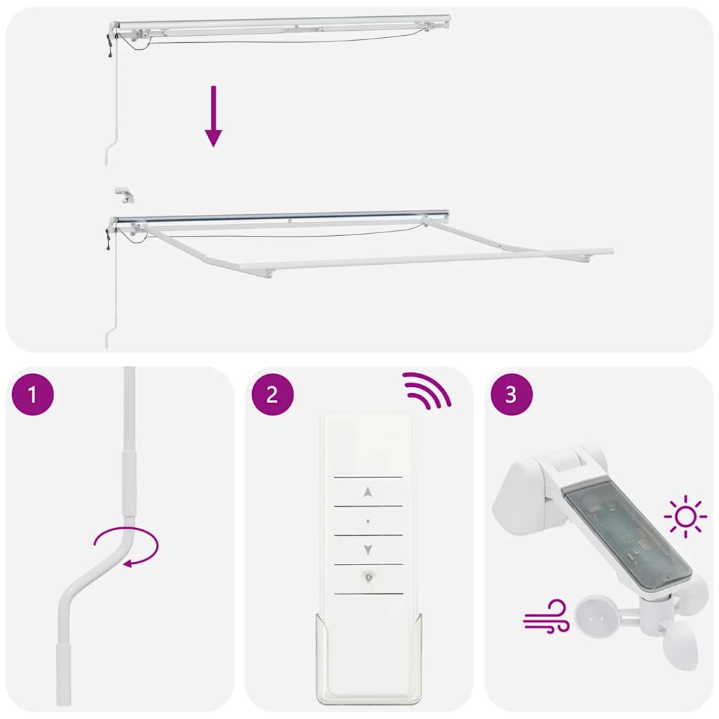 Copertină retractabilă automat cu LED, antracit/alb, 300x250 cm GartenMobel Dekor