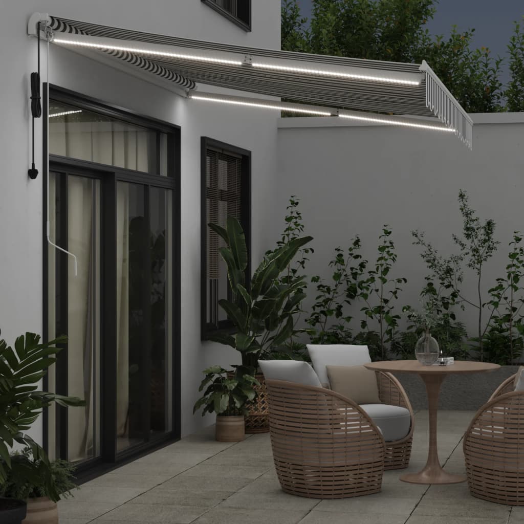 Copertină retractabilă automat cu LED, antracit/alb, 350x250 cm GartenMobel Dekor