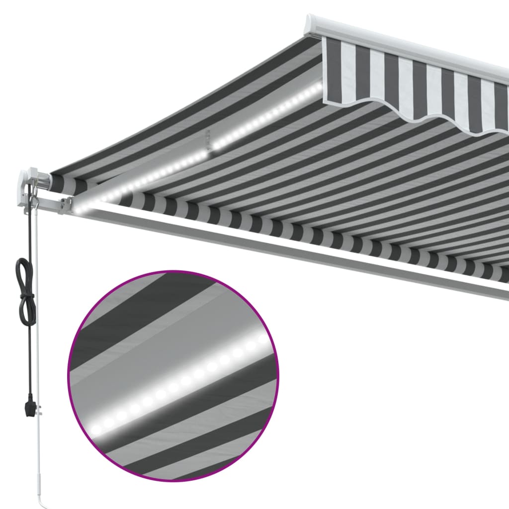 Copertină retractabilă automat cu LED, antracit/alb, 350x250 cm GartenMobel Dekor