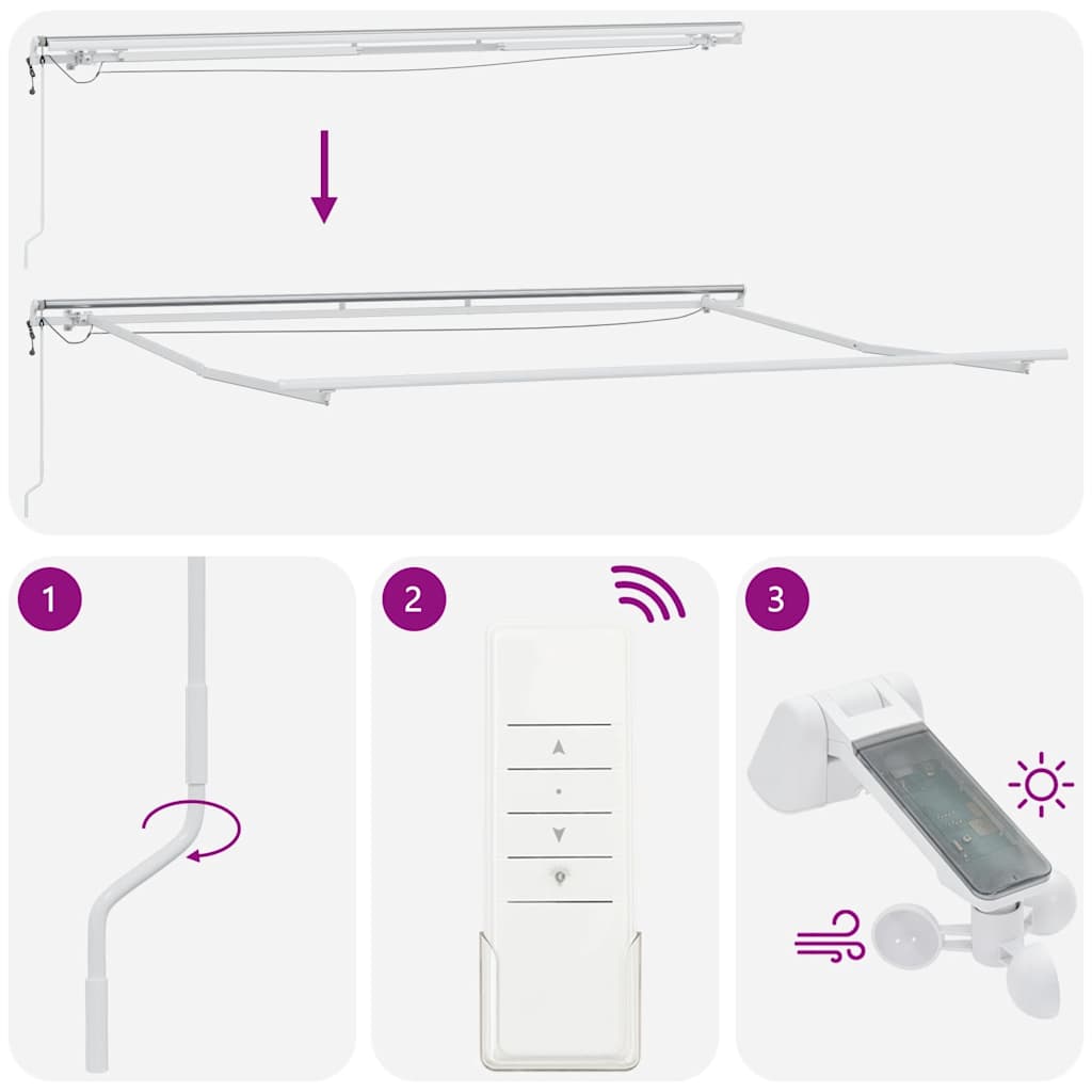 Copertină retractabilă automat cu LED, antracit/alb, 400x300 cm GartenMobel Dekor