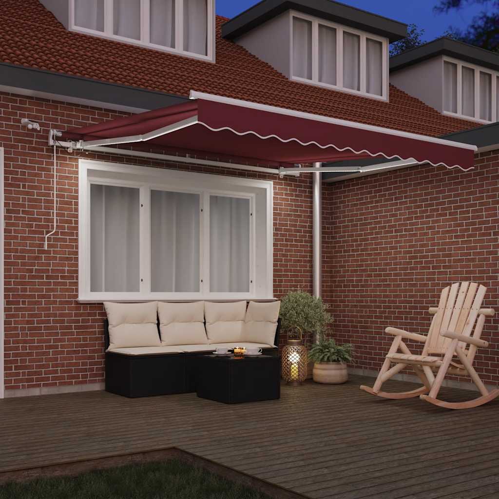 Copertina retractabilă automat cu LED, vișiniu, 300x250 cm GartenMobel Dekor