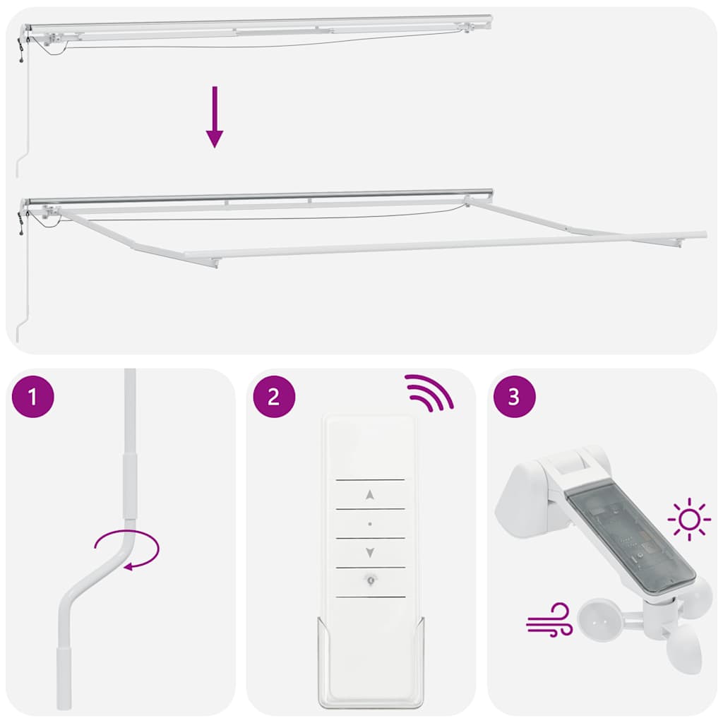 Copertina retractabilă automat cu LED, vișiniu, 400x300 cm GartenMobel Dekor