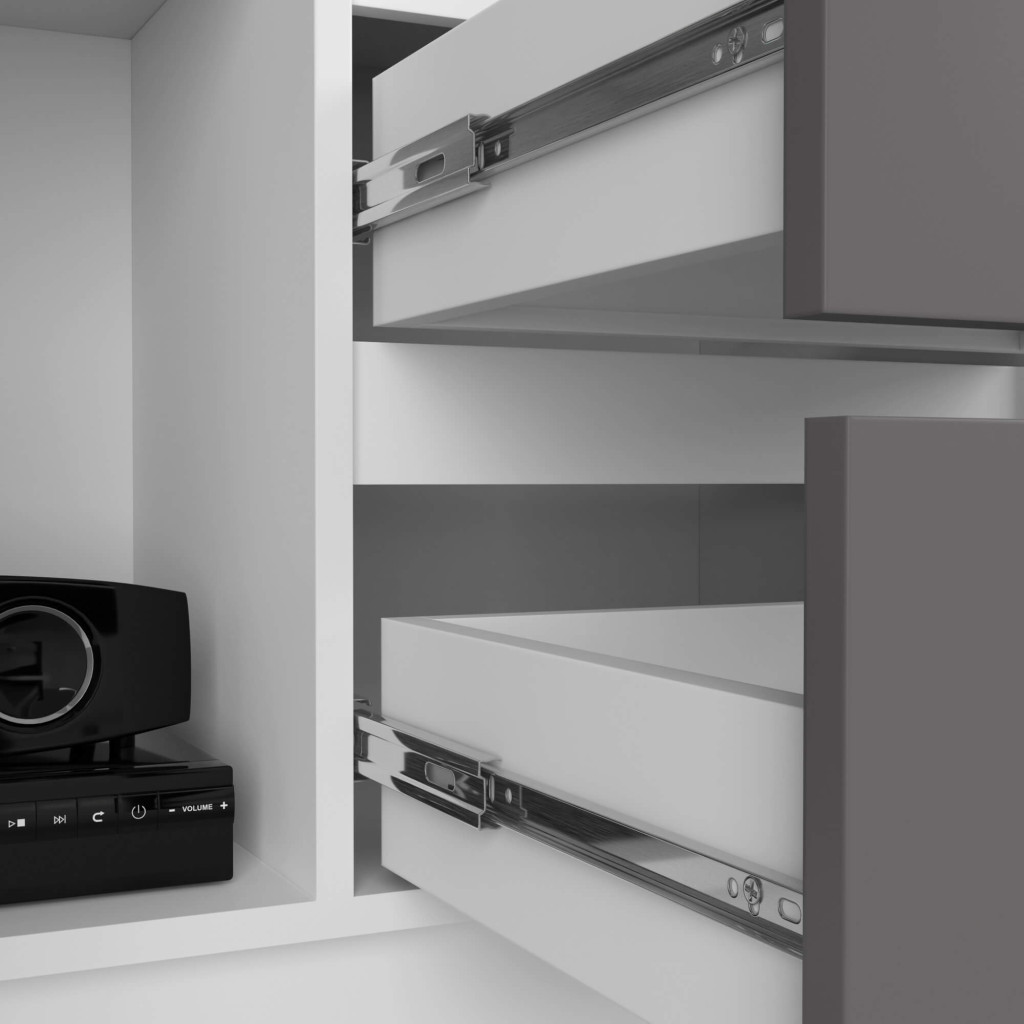 Dulap cu usa, 2 sertare si 7 rafturi, PAL laminat 16 mm, 80x35x180 cm, alb si gri Household NewTrend