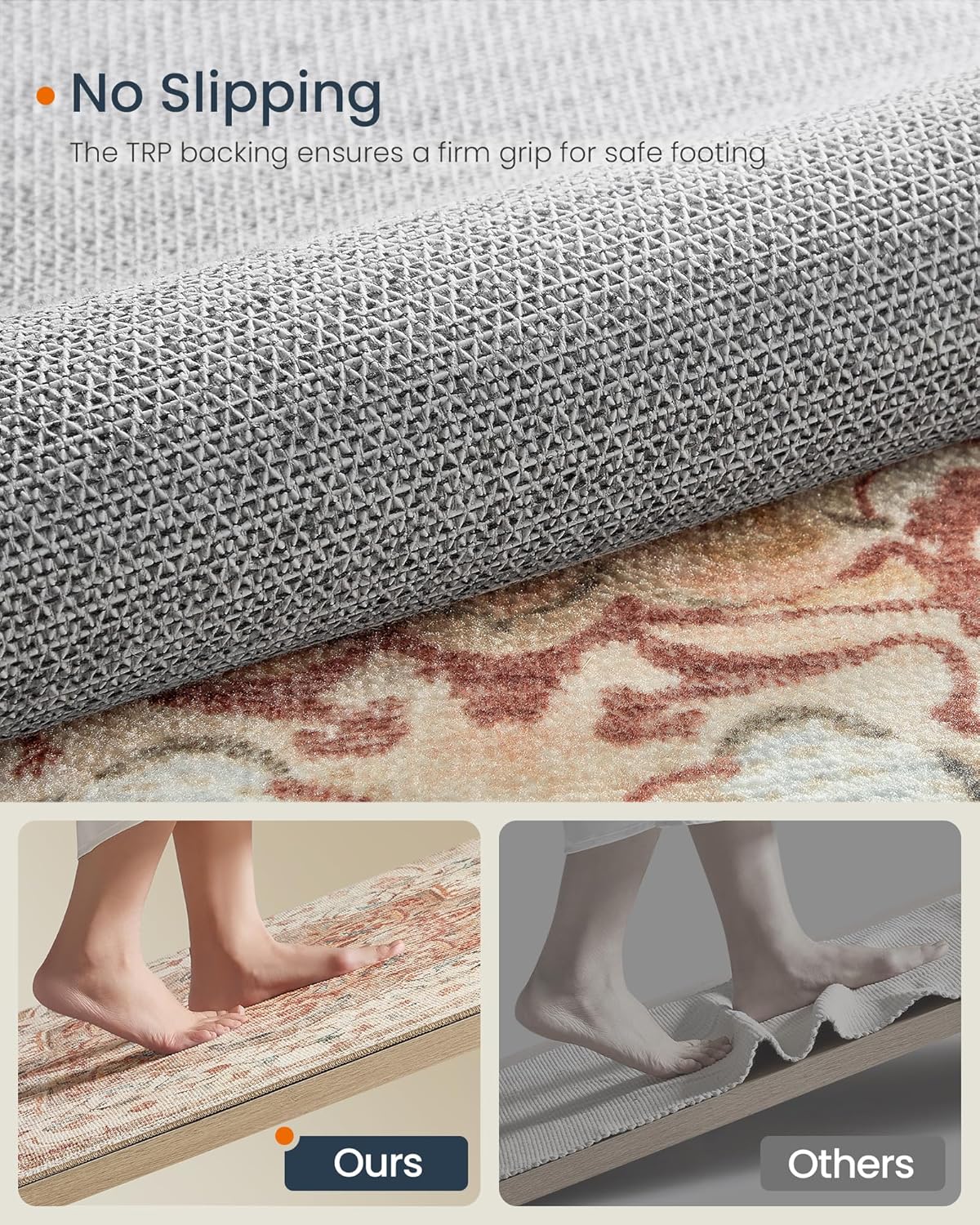 SONGMICS Covor decorativ antiderapant, stil vintage, lavabil la masina, 120×170 cm, bej cappuccino Household NewTrend