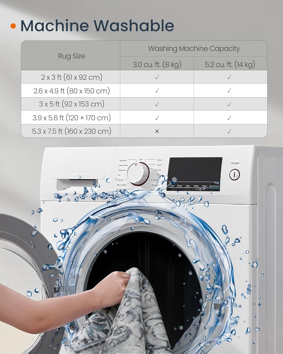 SONGMICS Covor decorativ antiderapant, stil vintage, lavabil la masina, 120×170 cm, gri Household NewTrend