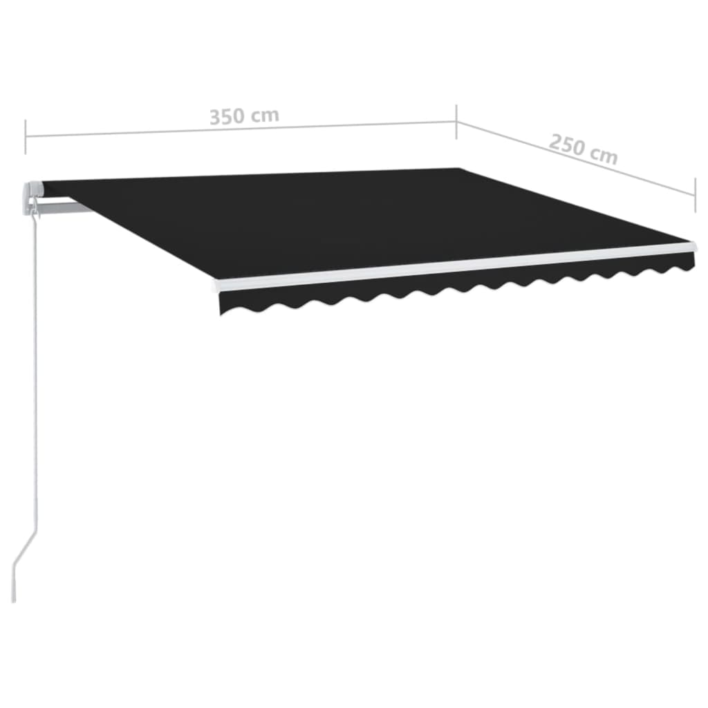 Copertină retractabilă manual cu LED, antracit, 350x250 cm GartenMobel Dekor