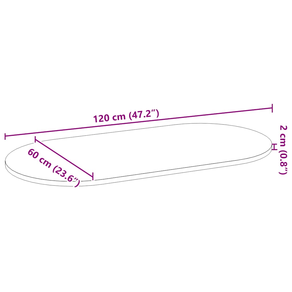 Blat de masă 120x60x2 cm lemn masiv de stejar oval GartenMobel Dekor