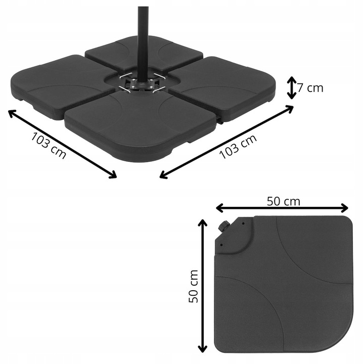 Suport baza umbrela 103x103cm, cu 4 elementi, umplere cu apa sau nisip Household NewTrend