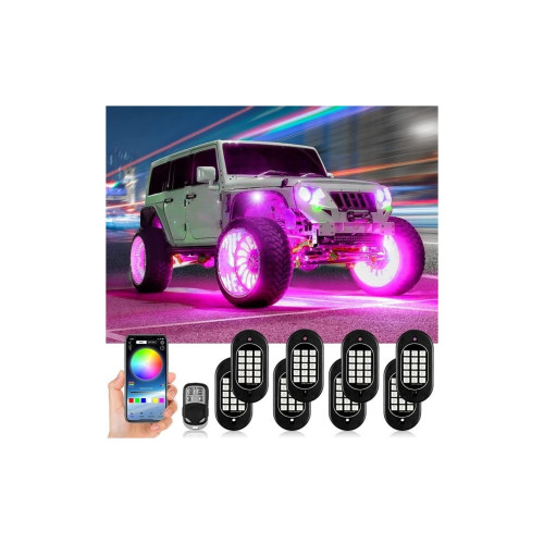 OEM Kit lumini submasina RGB rock light 8 module 12V cu bluetooth Cod: SPT1508C2-8 Automotive TrustedCars