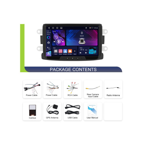 Navigatie Android 8 inch 4GB+64GB CarPlay Android Auto compatibila Dacia Duster,Sandero Cod: A3931 Automotive TrustedCars