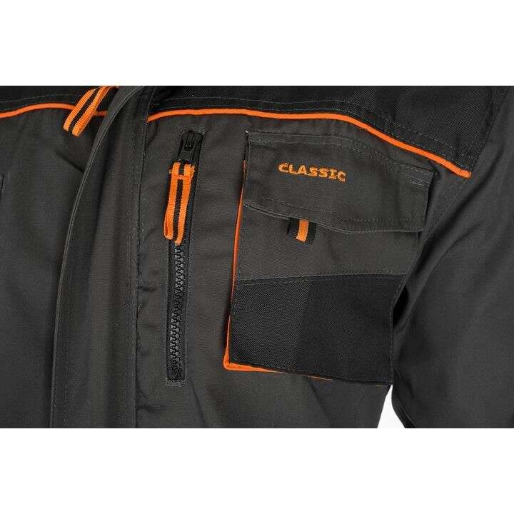 Salopeta de lucru, cu guler inalt, grafit si portocaliu, marimea 50, ART.MAS GartenVIP DiyLine