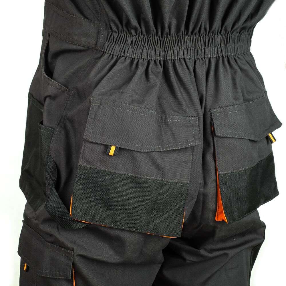 Salopeta de lucru, cu guler inalt, grafit si portocaliu, marimea 50, ART.MAS GartenVIP DiyLine