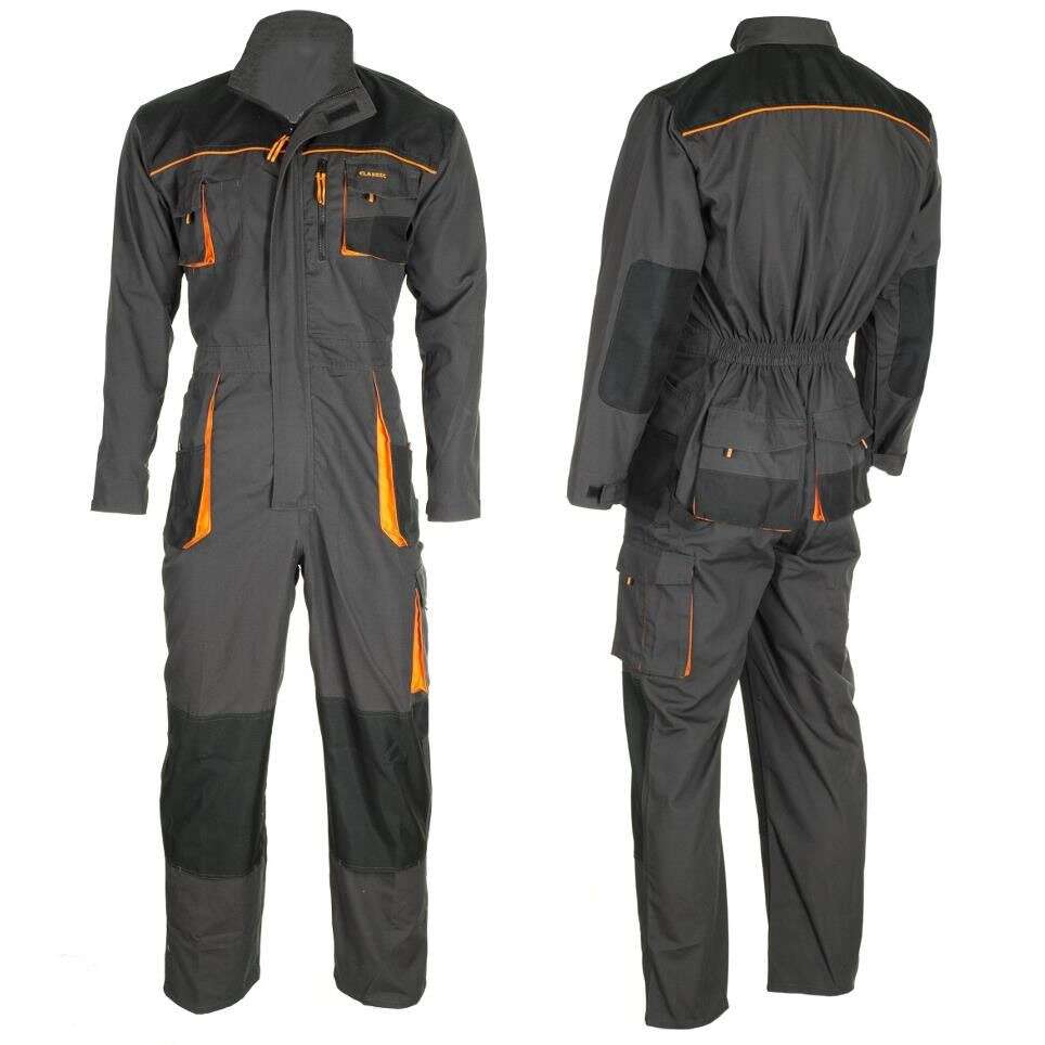 Salopeta de lucru, cu guler inalt, grafit si portocaliu, marimea 50, ART.MAS GartenVIP DiyLine