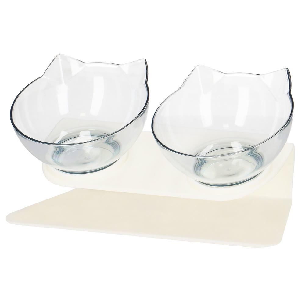 Bol ortopedic dublu pentru hrana si apa pisici, inclinare de 15 grade, baza antiderapanta Household NewTrend