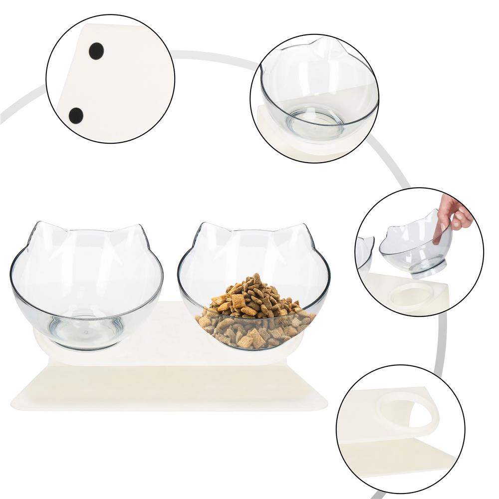 Bol ortopedic dublu pentru hrana si apa pisici, inclinare de 15 grade, baza antiderapanta Household NewTrend