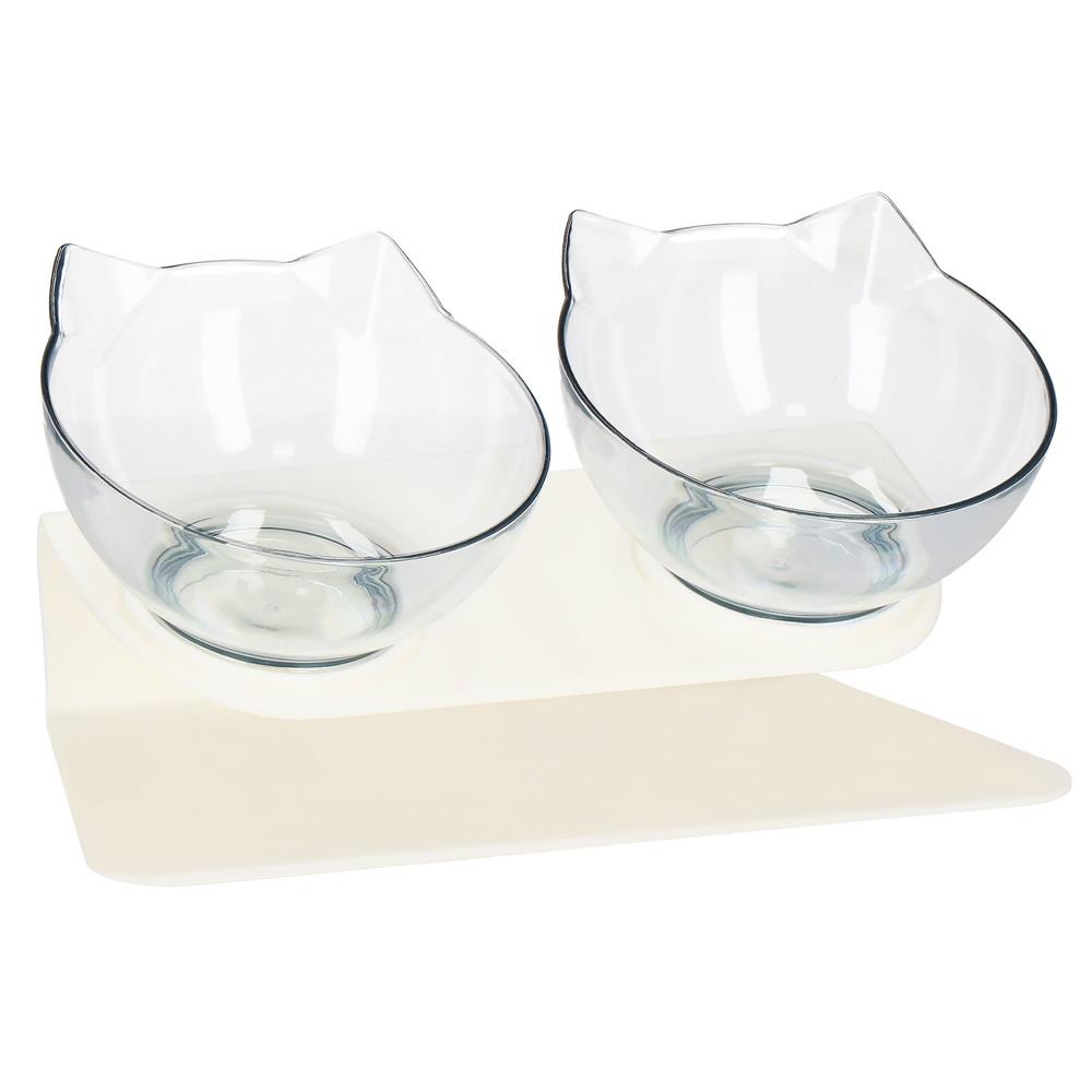 Bol ortopedic dublu pentru hrana si apa pisici, inclinare de 15 grade, baza antiderapanta Household NewTrend