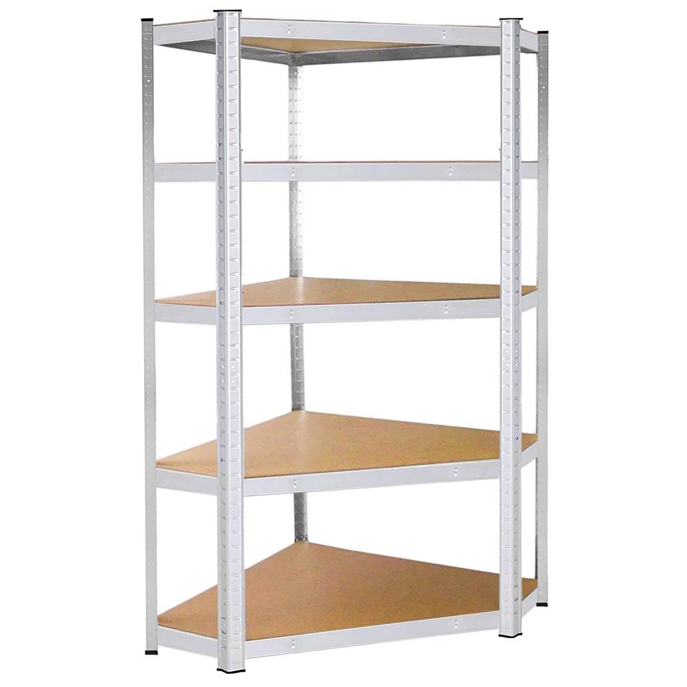 Raft de colt cu cadru metalic modular pentru depozitare, 5 polite, 180x90x40cm, sarcina 875kg Household NewTrend