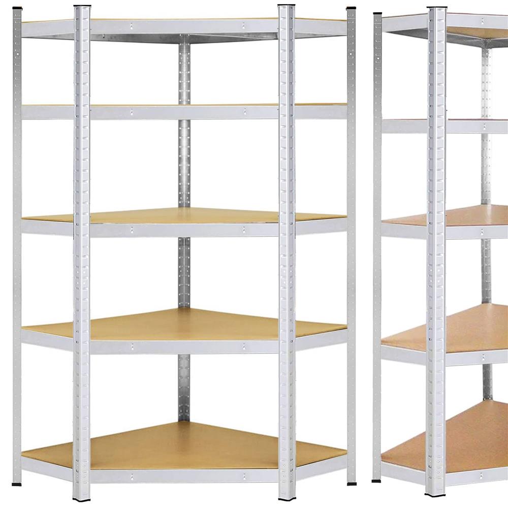 Raft de colt cu cadru metalic modular pentru depozitare, 5 polite, 180x90x40cm, sarcina 875kg Household NewTrend