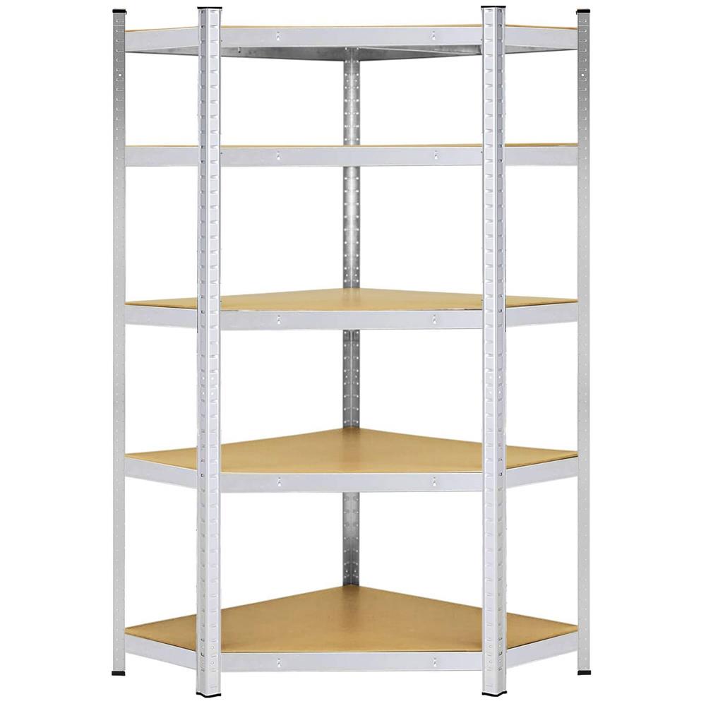 Raft de colt cu cadru metalic modular pentru depozitare, 5 polite, 180x90x40cm, sarcina 875kg Household NewTrend