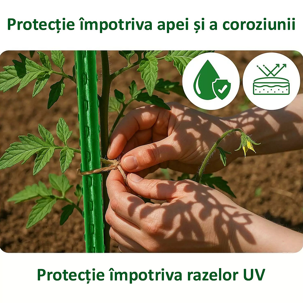 Set 25 araci pentru grădină 180 cm, Ø 1,1 cm – roșii, fasole, plante cățărătoare, metal + PVC verde