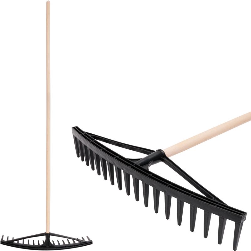 Grebla pentru frunze si iarba Longbow 18 dinti, plastic, coada din lemn