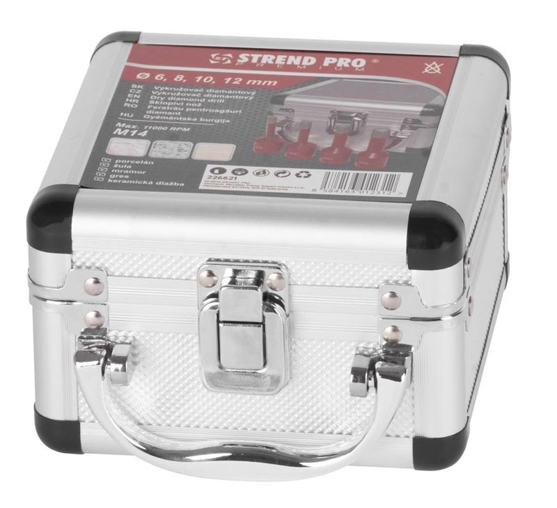 Set carote diamantate Strend Pro Premium DCB11S2, 6-8-10-12 mm, M14, profesionale