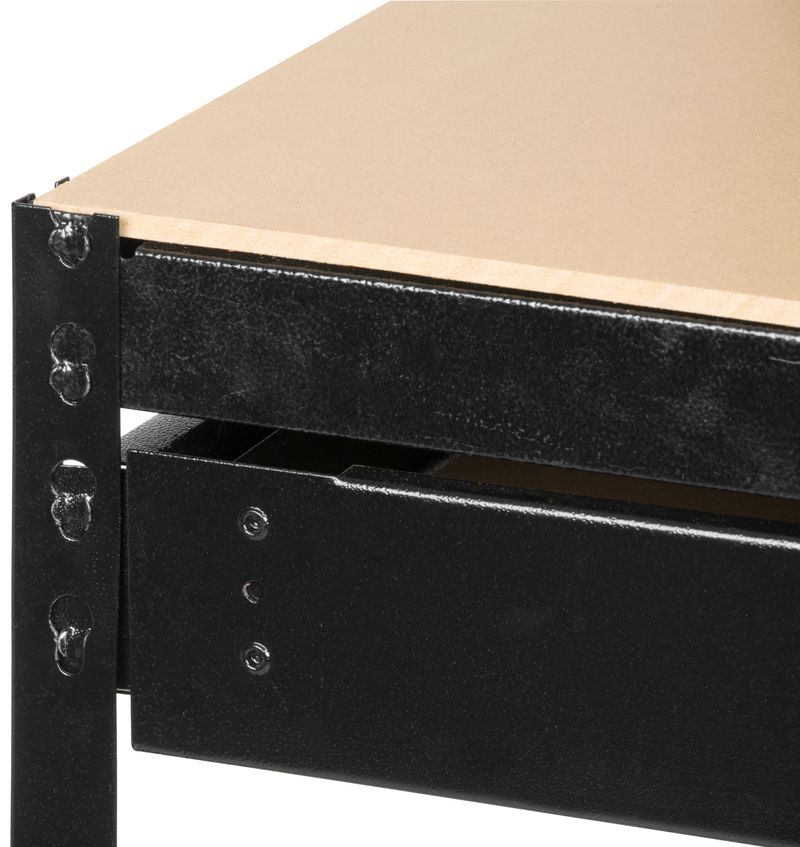Masă de lucru atelier Racks DWB60, cu sertar, poliță și panou perforat, 120x60x150 cm, max. 230 kg