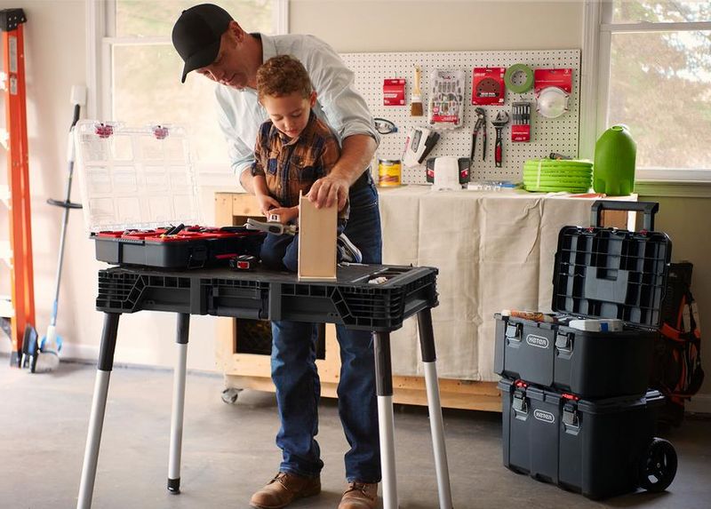 Sistem mobil pentru scule Keter® Stack'n'Roll 250927, set 3 piese (căruț + cutie + organizator), 525x411x930 mm