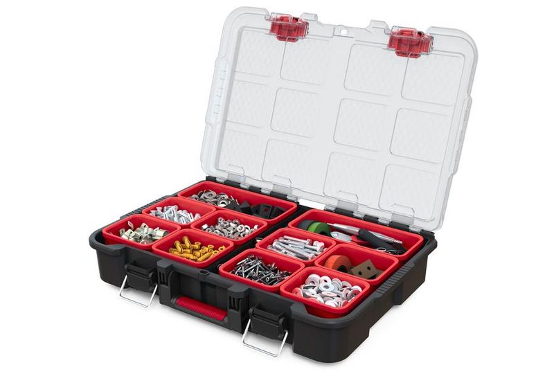 Sistem mobil pentru scule Keter® Stack'n'Roll 250927, set 3 piese (căruț + cutie + organizator), 525x411x930 mm