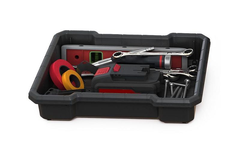 Sistem mobil pentru scule Keter® Stack'n'Roll 250927, set 3 piese (căruț + cutie + organizator), 525x411x930 mm