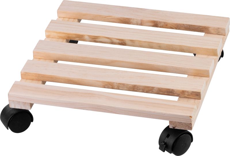 Suport ghiveci cu roți Strend Pro, lemn, 30x30x7 cm, max. 50 kg