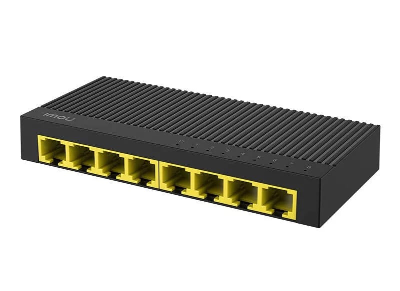 Switch Imou SG108C, 8 porturi Gigabit RJ45, 10/100/1000 Mbps, Plug and Play, 16 Gbps, montaj perete/birou, alimentator inclus SafetyGuard Surveillance