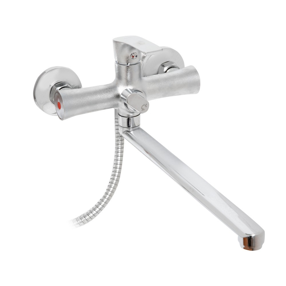 Set 2 buc. Baterie cadă cu duș Dionis, montaj pe perete, crom