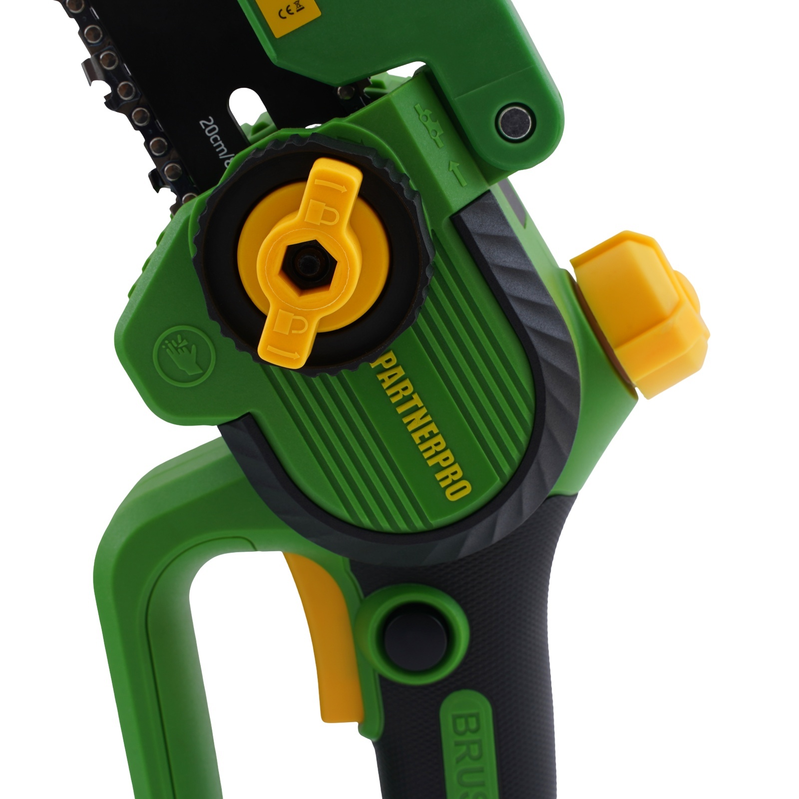 Set foarfecă electrică de grădină + fierăstrău cu lanț (mini drujbă) pe acumulator 20V PartnerPro PP-FF 5in1, Brushless, 2x2Ah