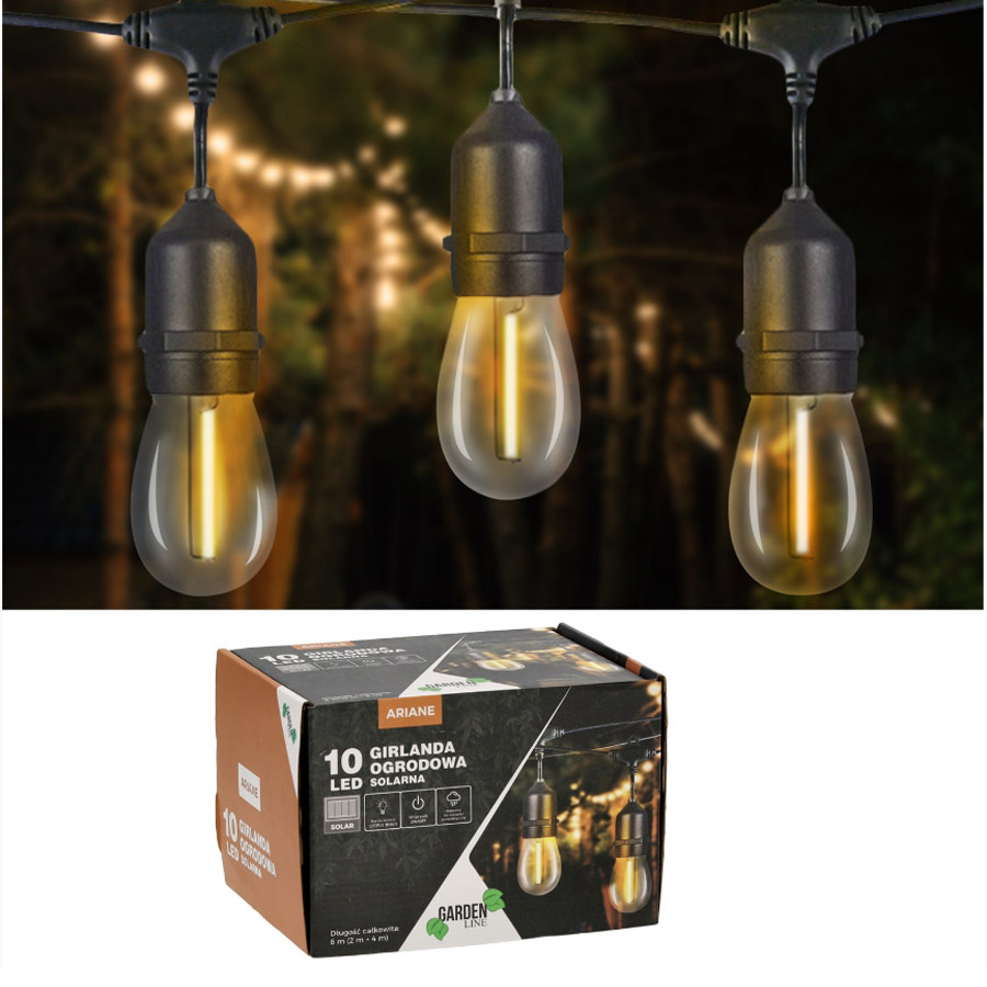 Ghirlanda luminoasa, LED, model Ariane, 10 becuri, 600cm, incarcare solara, lumina alb cald Household NewTrend