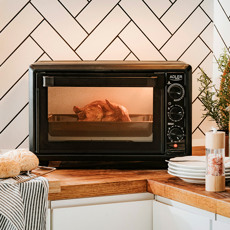 Cuptor electric Adler 26L 1500W cu convecție, 6 funcții, timer 90 min