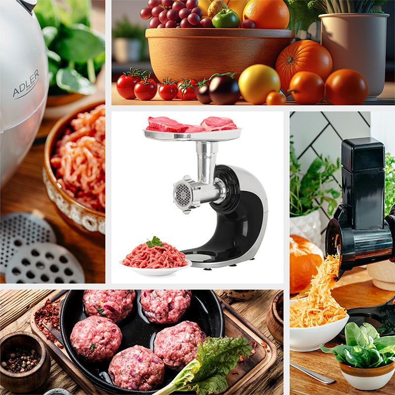 Storcător lent 3 în 1 Adler AD 4131 – Slow Juicer + Mașină de tocat carne + Răzătoare legume