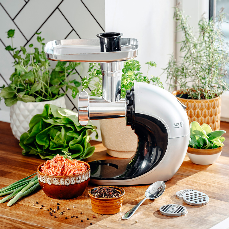 Storcător lent 3 în 1 Adler AD 4131 – Slow Juicer + Mașină de tocat carne + Răzătoare legume