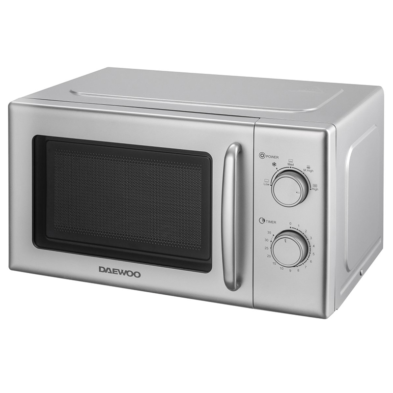 Cuptor cu microunde Daewoo 20L 700W, 5 trepte, 2 Way Defrost, mecanic, gri