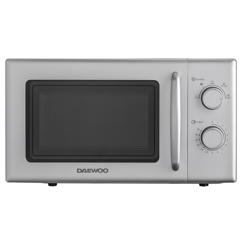 Cuptor cu microunde Daewoo 20L 700W, 5 trepte, 2 Way Defrost, mecanic, gri