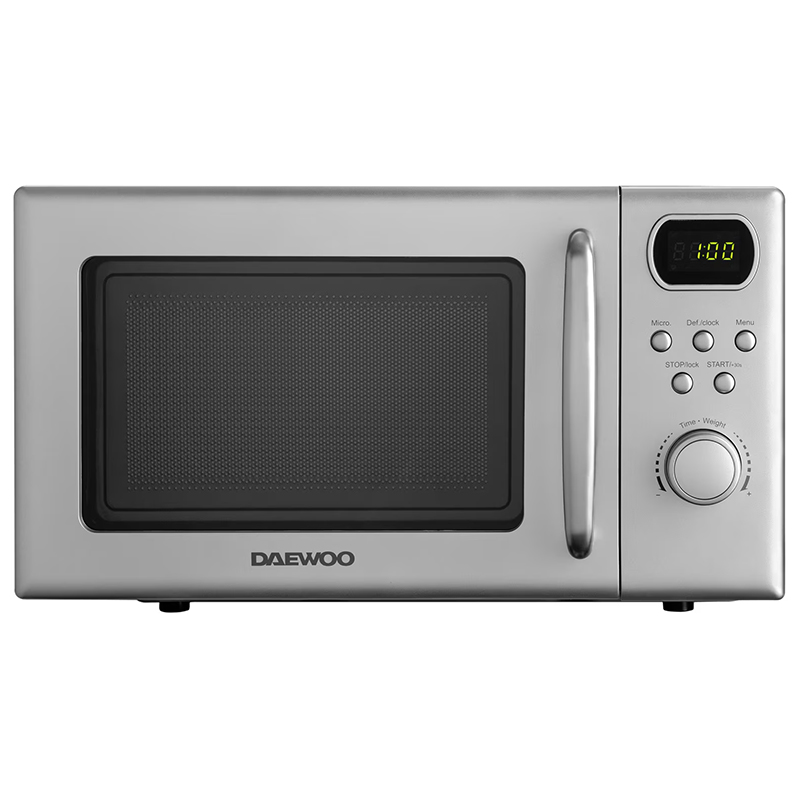 Cuptor cu microunde Daewoo 20L Digital 700W, 8 programe, Child Lock, Argintiu